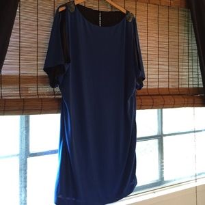 Royal blue sheath dress with beaded detail