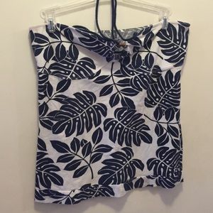 Tropical Print Navy and White Halter