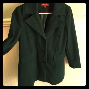Wool teal trench coat
