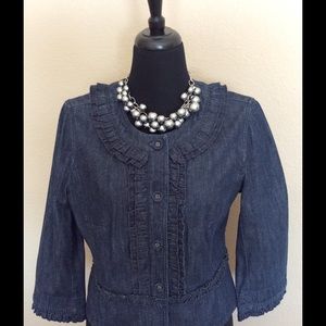 Ann Taylor Loft Ruffled Denim Jacket