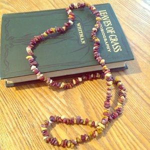 Natural Mookite Jasper Gemstone Chip Necklace 32"