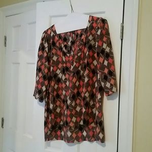 Plenty by Tracy Reese diamond print silk blouse