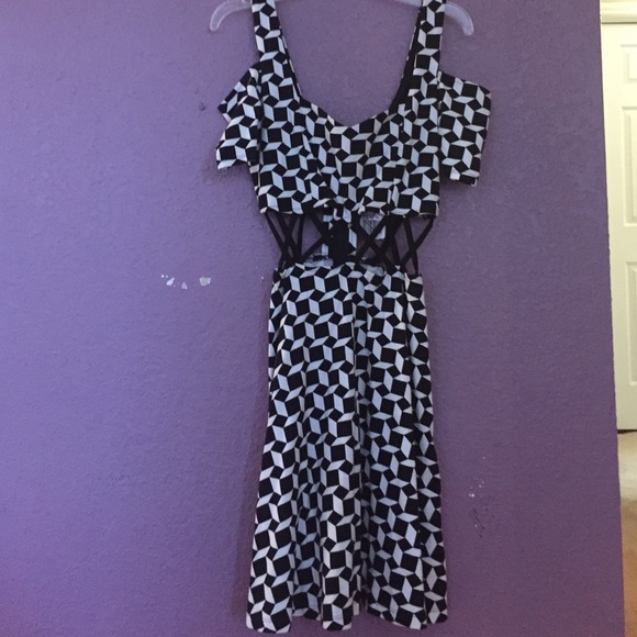 black and white edgy cut out dress