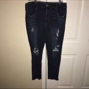 AE Dark Wash Ripped Skinny Jeans