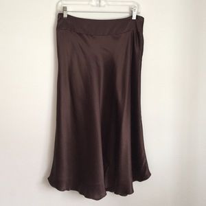Brown silk full skirt
