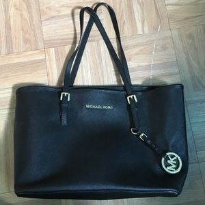 MK Michael Kors black small leather tote