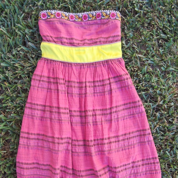 Pink Free People Strapless Dress