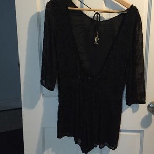 EUC Free People Black Beaded Romper