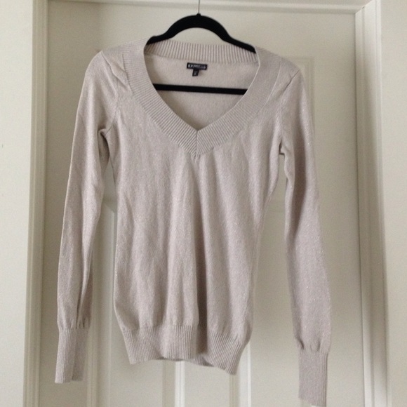 Champagne sparkle express v-neck sweater