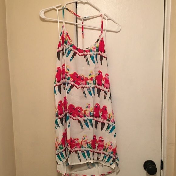 Parrot printed mini dress