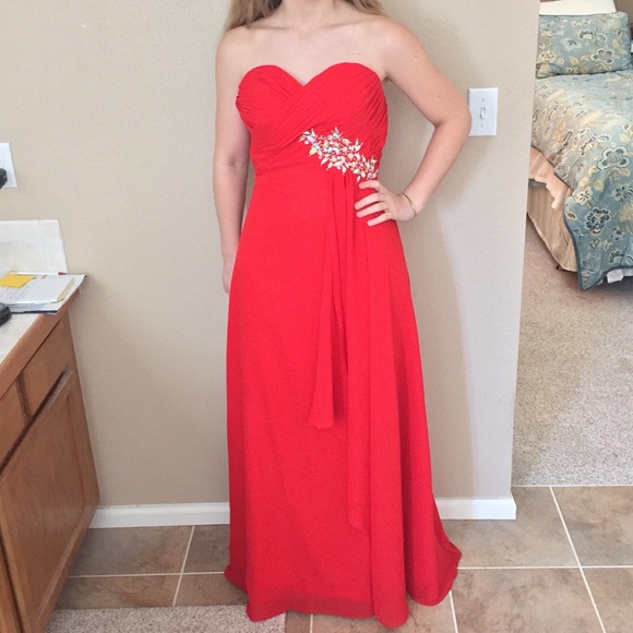 👗2xHP👗Red Strapless Prom Dress - Picture 2 of 4