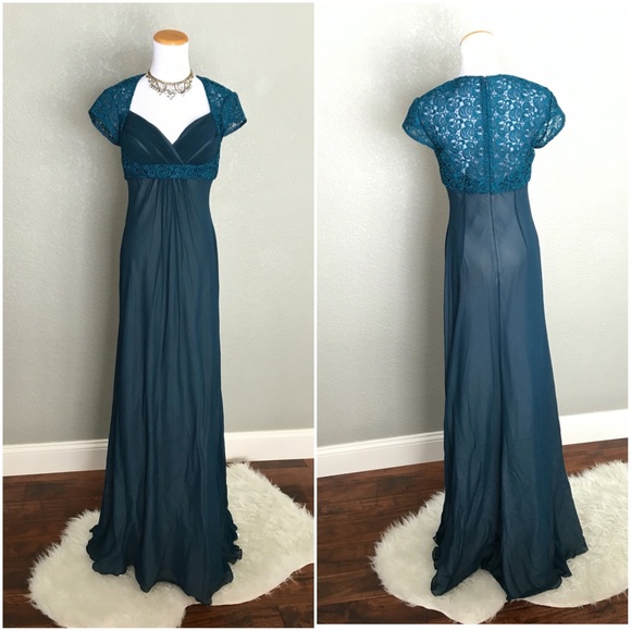 Aidan Mattox Lace Shoulder Dress Worn 1x EUC - Picture 2 of 6