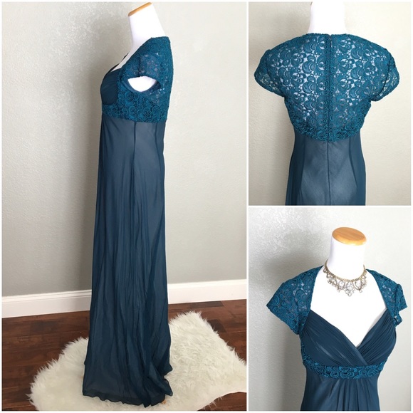 Aidan Mattox Lace Shoulder Dress Worn 1x EUC - Picture 3 of 6