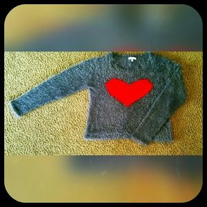 LIKE NEW FUZZY PLUSH Heart Sweater <3