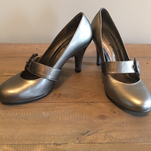 Antonio Melani Mary Janes in metallic gray