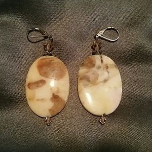 Cream stone and bead earrings