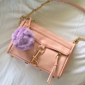 Lavender fur ball pom Pom key chain light purple