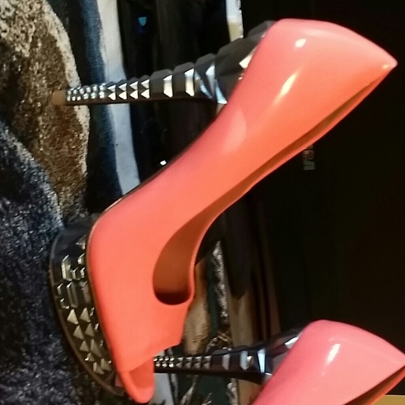 Pink platform high heels