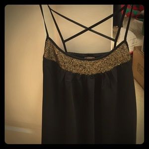 Black/gold strappy tank top