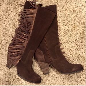 Reba Cowgirly Mid Calf Suede Boots