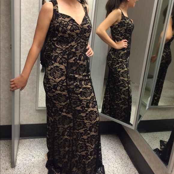 Black and Nude Lace Dress