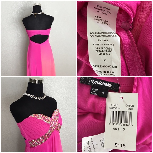 Pink & Coral Ombrรฉ Sweetheart Neckline Gown - Picture 4 of 4