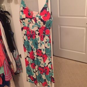 Red, white, blue flowery flirty dress