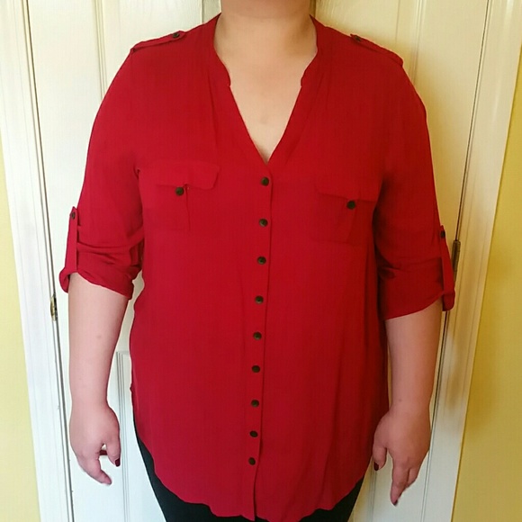 SOLD SOLD SOLD! Red button down blouse 3x
