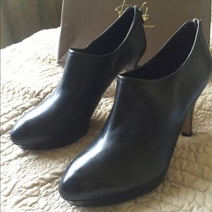Franco Sarto black leather high booties