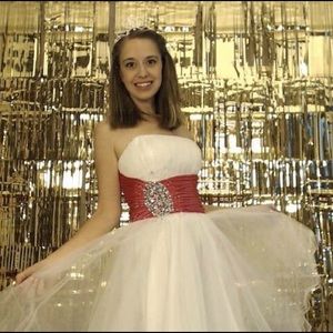 Pink and white tulle dress