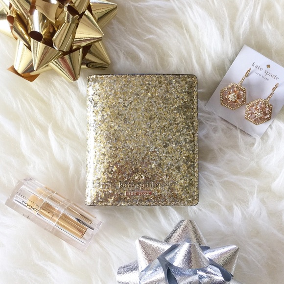 kate spade Handbags - Kate Spade Gold Glitter Bifold Wallet
