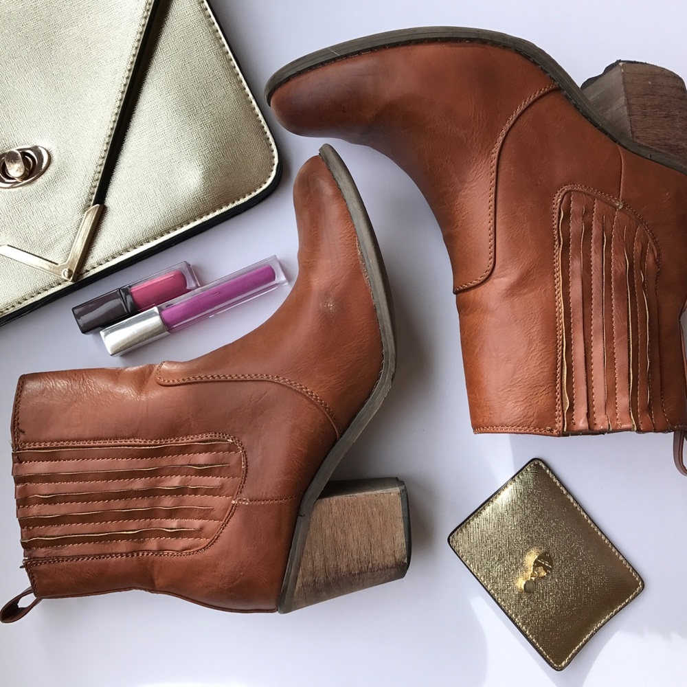 Cognac booties Size 9