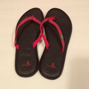 Red Sanuk Flip Flops