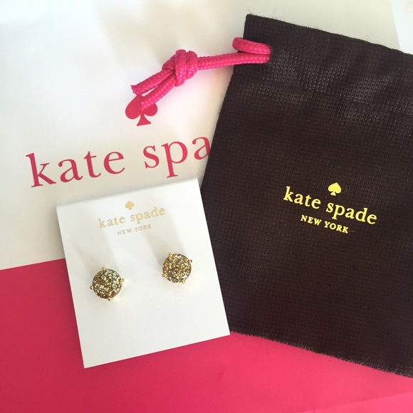 Kate spade gold glitter gumdrop stud earrings