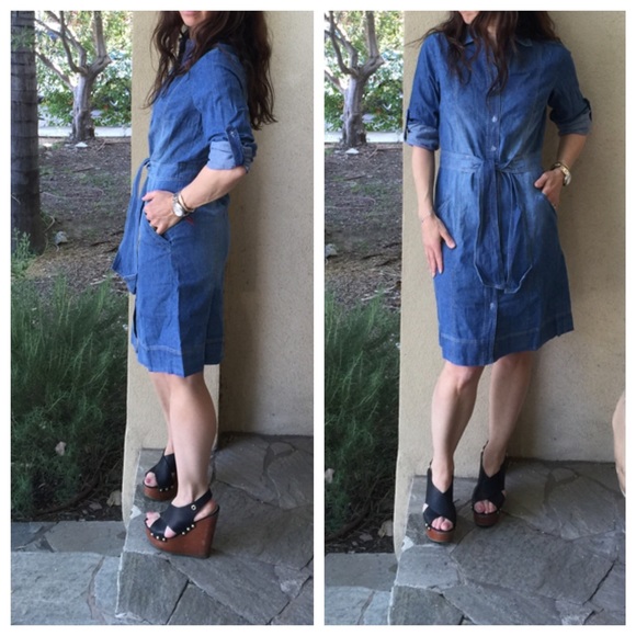 Tie front Jean dress LOWEST NO OFFERS - Picture 2 of 4