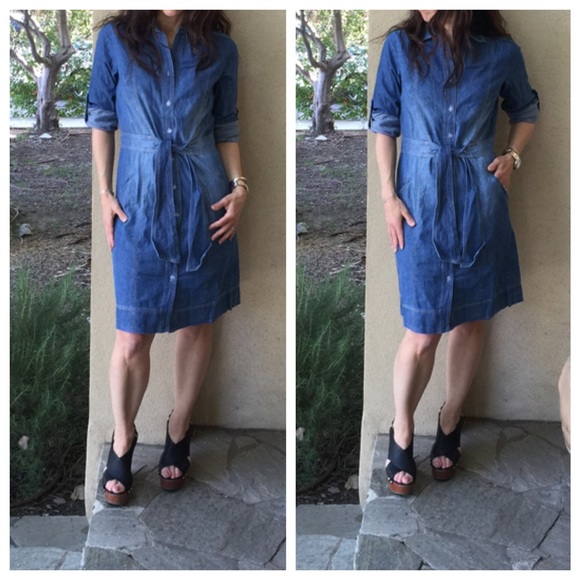 Tie front Jean dress LOWEST NO OFFERS - Picture 3 of 4