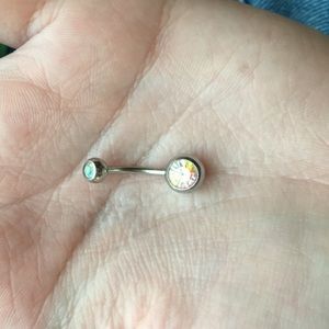 Opal belly button ring