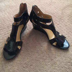 Nine West black leather wrap up Sandel