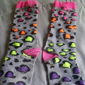 Multi colored heart socks.