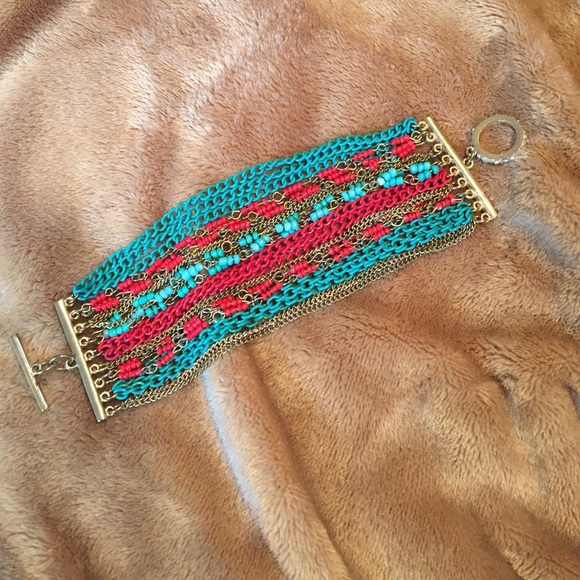 Turquoise Beaded Statement Bracelet