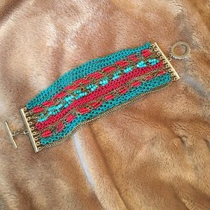 Turquoise Beaded Statement Bracelet