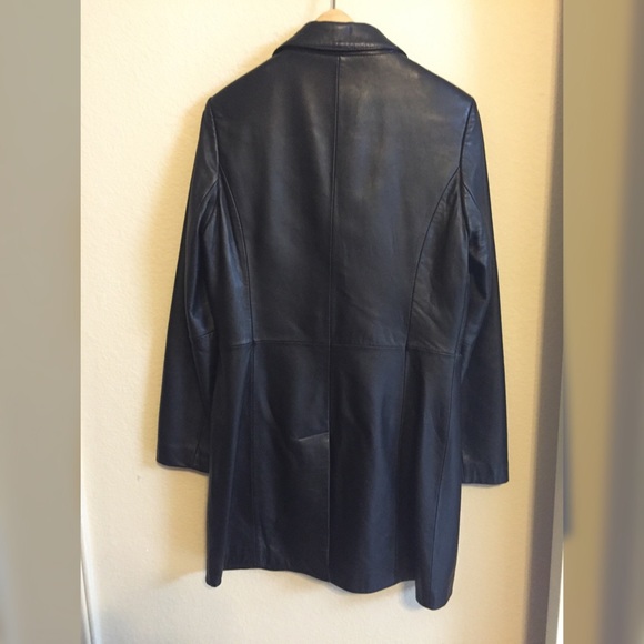 🎉HP 5/16🎉Casual Corner Black Leather Trench Coat - Picture 2 of 4