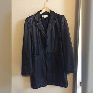 🎉HP 5/16🎉Casual Corner Black Leather Trench Coat