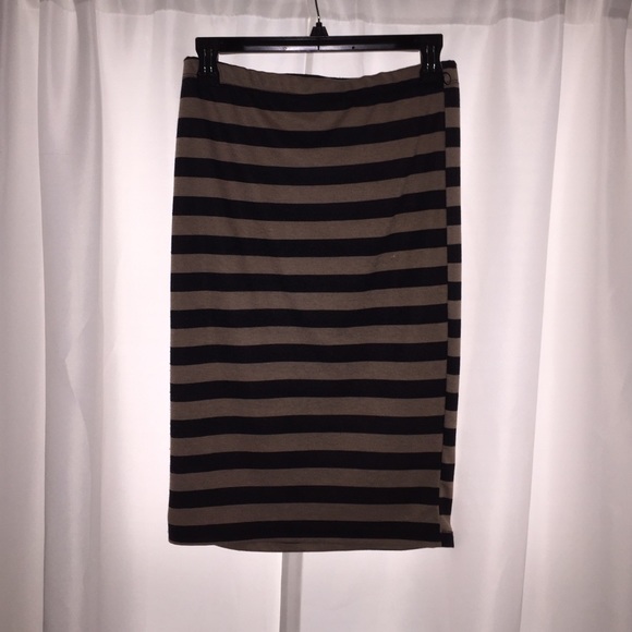 Long black and cream pencil skirt