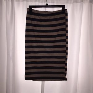 Long black and cream pencil skirt