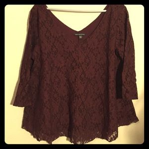Elegant Burgundy Lace American Eagle Tee