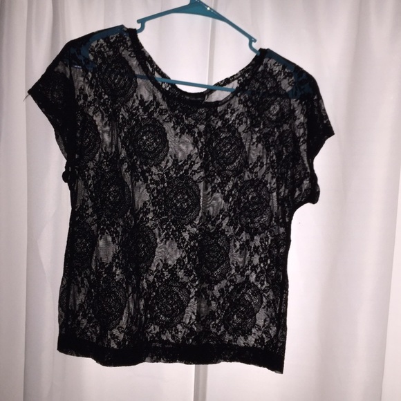 Sheer black lace overlay