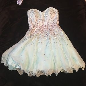 Mori Lee Light Blue Homecoming Dress