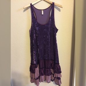 Free People Purple Velvet Ruffle Dress