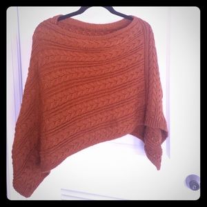 Orange knit poncho